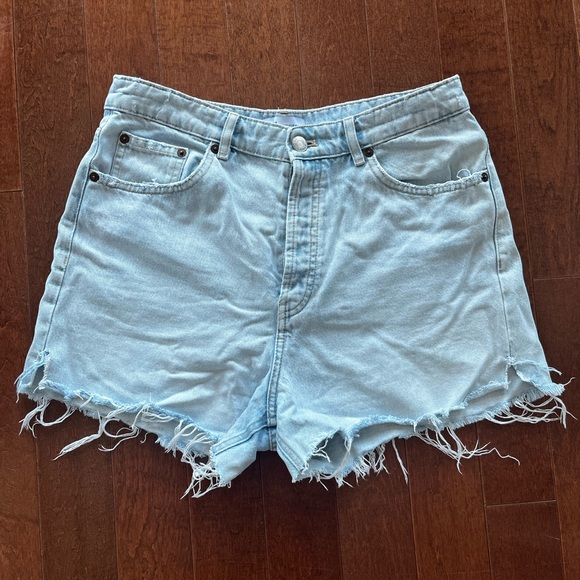 Zara denim cutoff shorts, light wash, size 12 - Picture 1 of 3